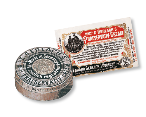 1882 kam „E. Gerlach´s Praeservativ-Cream“, die heutige „GEHWOL FUSSKREM“ auf den Markt. Foto: GEHWOL
